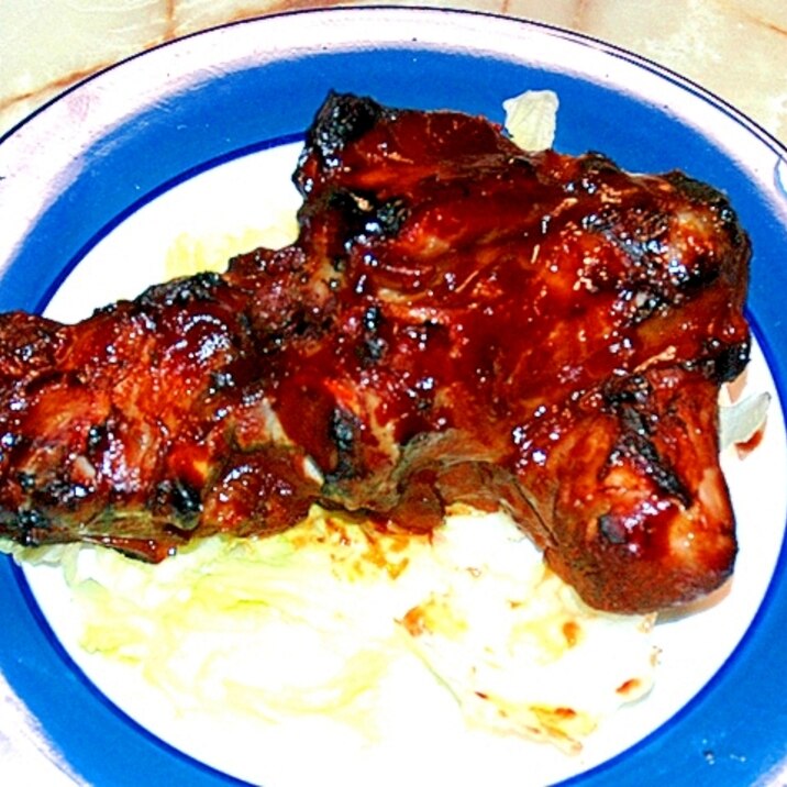 骨付き豚肉で!バーベキューオーブン焼き♪